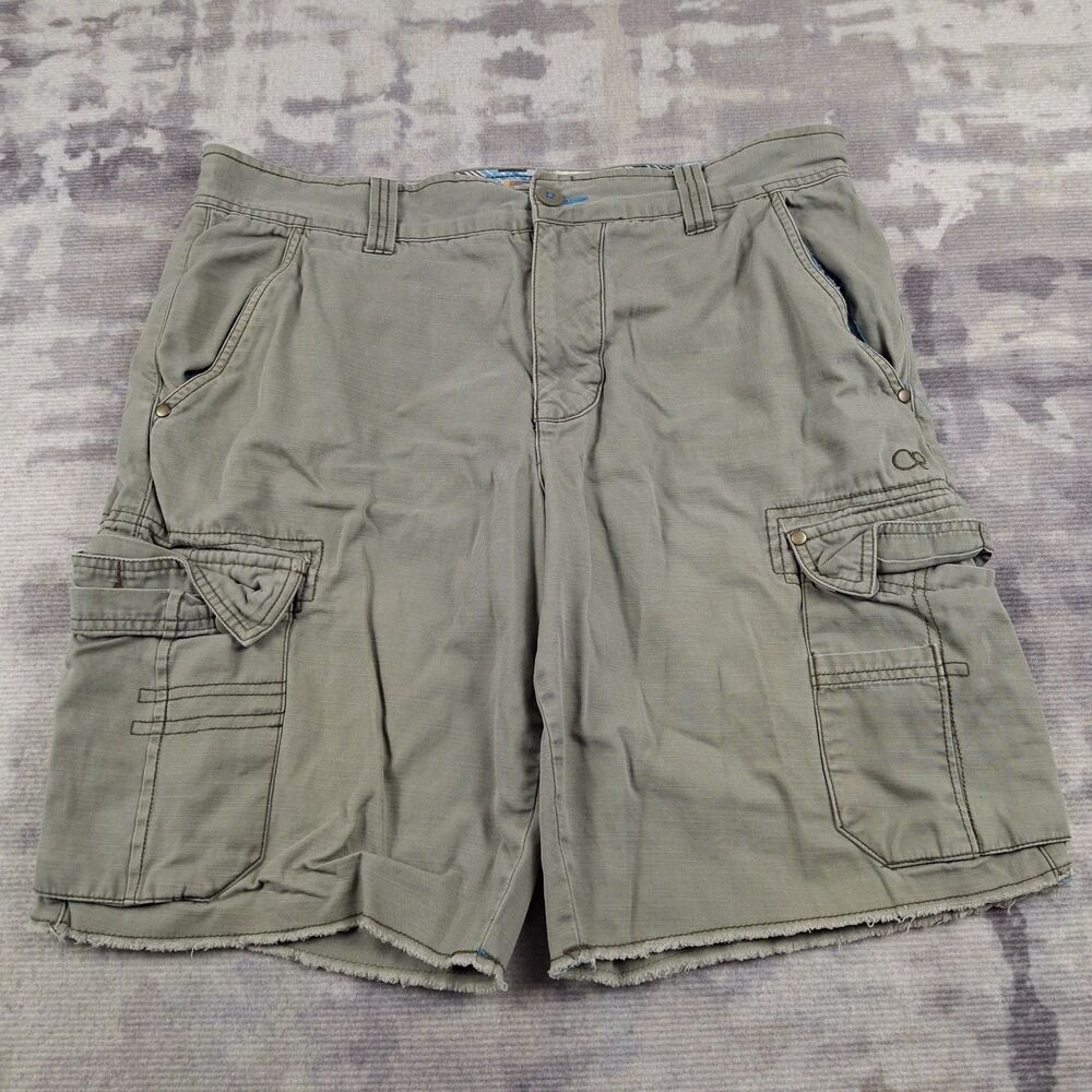 Vintage Op Ocean Pacific Cargo Shorts Mens Olive Green Raw Hem Hybrid Y2K Surf